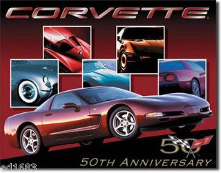 12.5x 16 Tin Sign Corvette 50th Anniversary Wall Home Garage Decor 