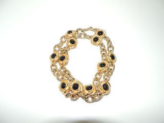   Lee Morris Donna Karan Gold Tone Black Beads Heavy Necklace/Belt