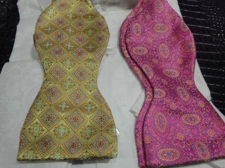 CARROT & GIBB SILK BOW TIE PINK BLUE YELLOW OR GREEN ORANGE BLUE RED 