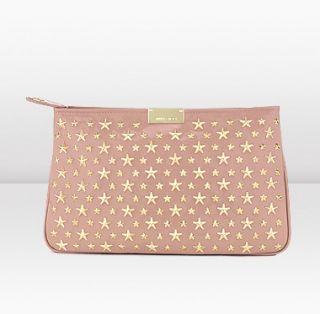 Jimmy Choo  Zulu  Blush Patent Leather With Stars In Hand Clutch 
