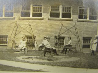 Antique Photograph 1900s Children on School Playground