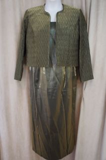 Richards Jacket & Dress Set Petite Sz 14P Gold Irisdescent Formal 