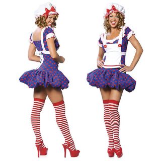 Sexy Rag Doll Raggedy Ann Costume S/M M/L Includes Red white stockings 