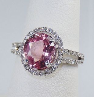 GIA Certified 14KT W/Gold 3.41 tcw Pink Oval Natural Sapphire 