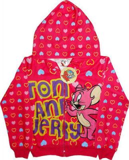 TOM AND JERRY Girls Childrens Kids Jackets Coats Zip Hoodies Tops 