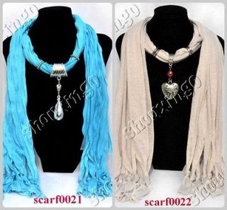   2pcs lots mixed womens/girls pendant fashion scarf necklace jewelry
