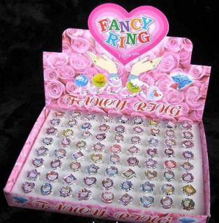   72 pcs set Hello Kitty cute rings Resin wholesale lot girls jewelry