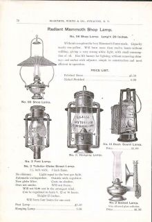 1900 AD Butcher Shop Tools Equipment S G & L Globe Street Shop Lamps 