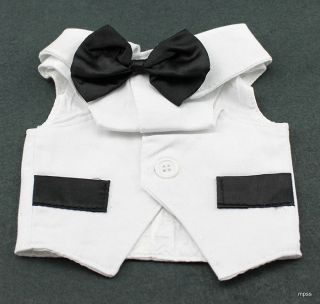 Pet Dog Tuxedo Vest Formal Wedding Halloween NIP White w/ Black Bow 