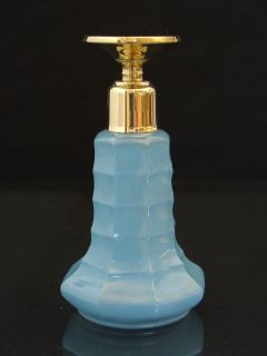   Blue Glass Gold Plated DeVilbiss Dauber Perfume Bottle  Very Nice