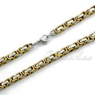   Mens Boys Gold/ Silver Tone Byzantine Chain Stainless Steel Necklace