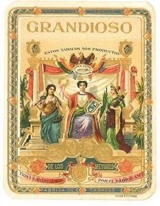 GRANDIOSO women throne gold medals cigar box label