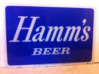 Very RARE Vintage 1950s 1960s Hamms Beer Blue Glass Sign San 