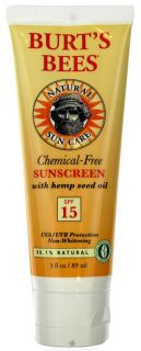 Burts Bees   Sunscreen Chemical Free with Hemp Seed Oil 15 SPF   3 oz 