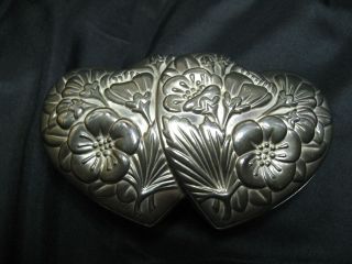 1994 International Silver Company Trinket Box Double Heart Silver 