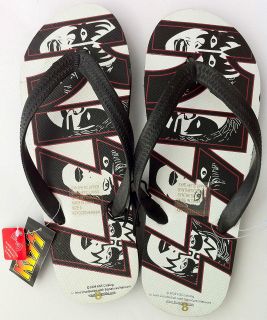 KISS OFFICIAL FOUR FACES LOGO MENS SYNTHETIC RUBBER THONGS (FLIP 