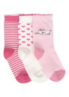 Matalan   3 Pack Girls Cat Socks