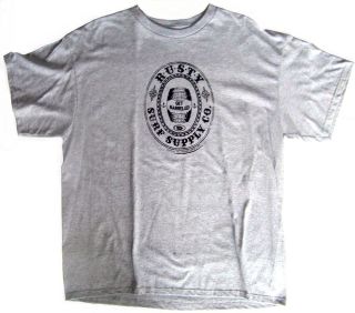   MENS RUSTY SURFBOARDS SO BARRELED S/S T TEE SHIRT HEATHER GREY LARGE L