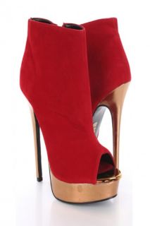 Home / Red Peep Toe Faux suede Sexy Heel Booties