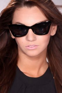 Black Plastic Frame Flare Retro Met Tint Sunglasses @ Amiclubwear 