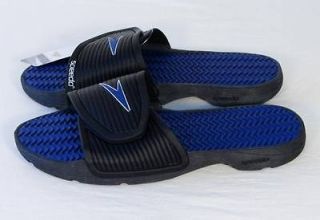 Speedo Signature Black & Blue Pool Slides Sandals NWT