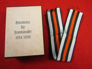 WWI WW1 German Hindenburg honor cross Medal Ribbon & Issue Box 1914 17