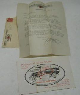Pierce 1920 Truck Governor Sales Brochure w/ Letter
