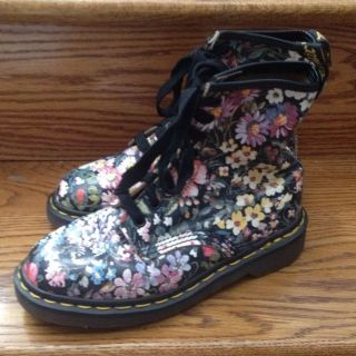 Vintage Rare Dr Martens Boots Sienna Miller Floral Leather Shoes Size 