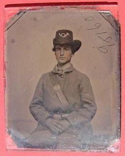 Unidentified young soldier in Union uniform,Hardee hat with VMM belt 