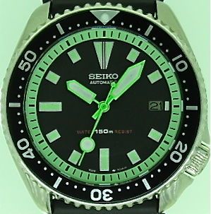   7002 diver Lime Green Plongeur/SS hands New Lume green chapter ring