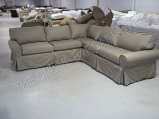  Barn PB Basic Modular Sofa Sectional w/ Slipcover sage canvas green