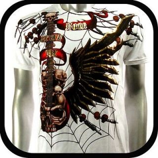 Artful Couture T Shirt Tattoo Guitar Art Punk AW44 Sz M Indie Surf 