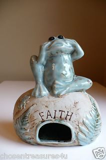 FROG HOUSE hear no evil 7 IN X 6 IN. RESIN REPTILE TOAD HOUSE Garden 
