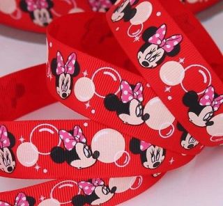   PICK) 3D Minnie/Mickey Bubble Printed grosgrain ribbon bow 5/50 yards