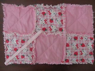 New Hello Kitty Pink Pacifier Holder/Burp Cloth Rag Quilted