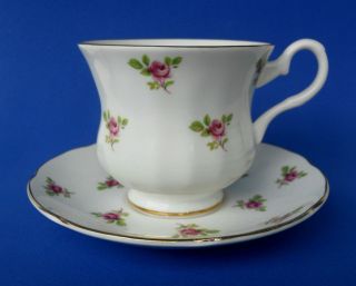 Royal Grafton Pink Roses Cup and Saucer Fine Bone China Made In 