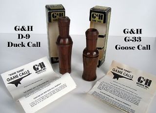 Vintage G&H DECOY Mgf Pair Wood Game Calls D 9 Duck & G 33 Goose NIB 