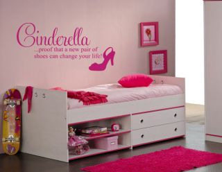 Cinderella Shoes Change Life Quote Wall Art Sticker Decal Kids Room 
