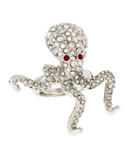 Rhinestone Pave Octopus Ring   