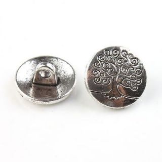 30x 160868 New Tibetan Silver Tree Round Alloy Button Fit Sew on 