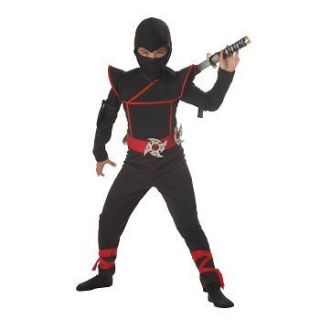 Stealth Ninja Black Red Karate Costume S M L 6 8 10 12 Ships fast for 