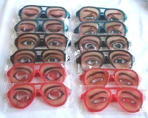 12 pair Weird Funny Emotion Eyelasses Joke Gag Plastic Eye Spectacle 