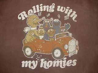   Rolling with My Homies Big Bird Brown Graphic Print T Shirt XXL