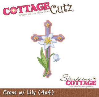 COTTAGE CUTZ CRAFT DIE 3D STENCIL INC RELEASE FOAM CROSS WITH LILY 