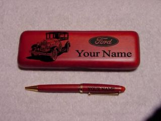 1928 29 Ford Model A Sedan Rosewood Pen & Case Engraved