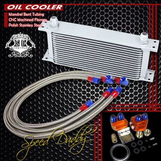 UNIVERSAL 16 ROW POWDER COATED ALUMINUM ENGINE OIL COOLER+RELOCATION 