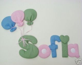 Custom Balloon Name Wall Decor Hanging, Fabric letters
