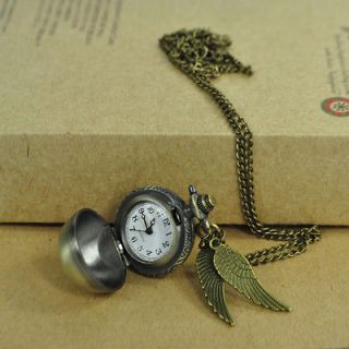 Harry Potter Bronze Snitch Watch Necklace Ppunk Quidditch Pocket 