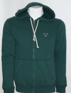 American Eagle Outfitters Mens Forest Green Hoodie Sweatshirt Jacket 