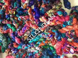 NEW Recycled Soft Sari Silk Ribbon Yarn   Colorful 10 Skeins 500 Grams